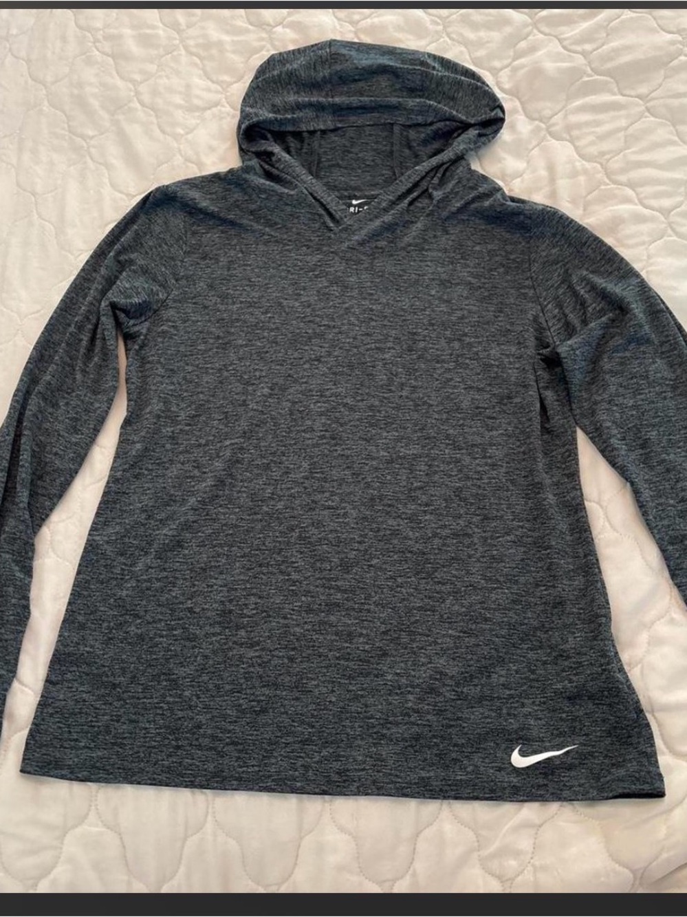 Nike Charcoal Gray Hooded Long-Sleeve Crewneck Sweater
